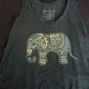 NEW Cute Junior's Gray/gold Graphic Elephant top