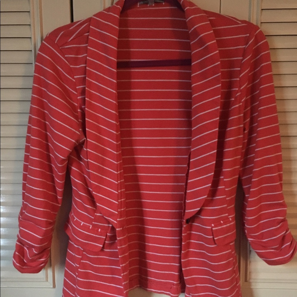 Coral, Striped Blazer