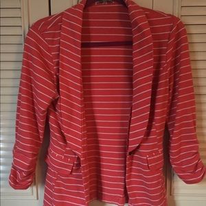 Coral, Striped Blazer