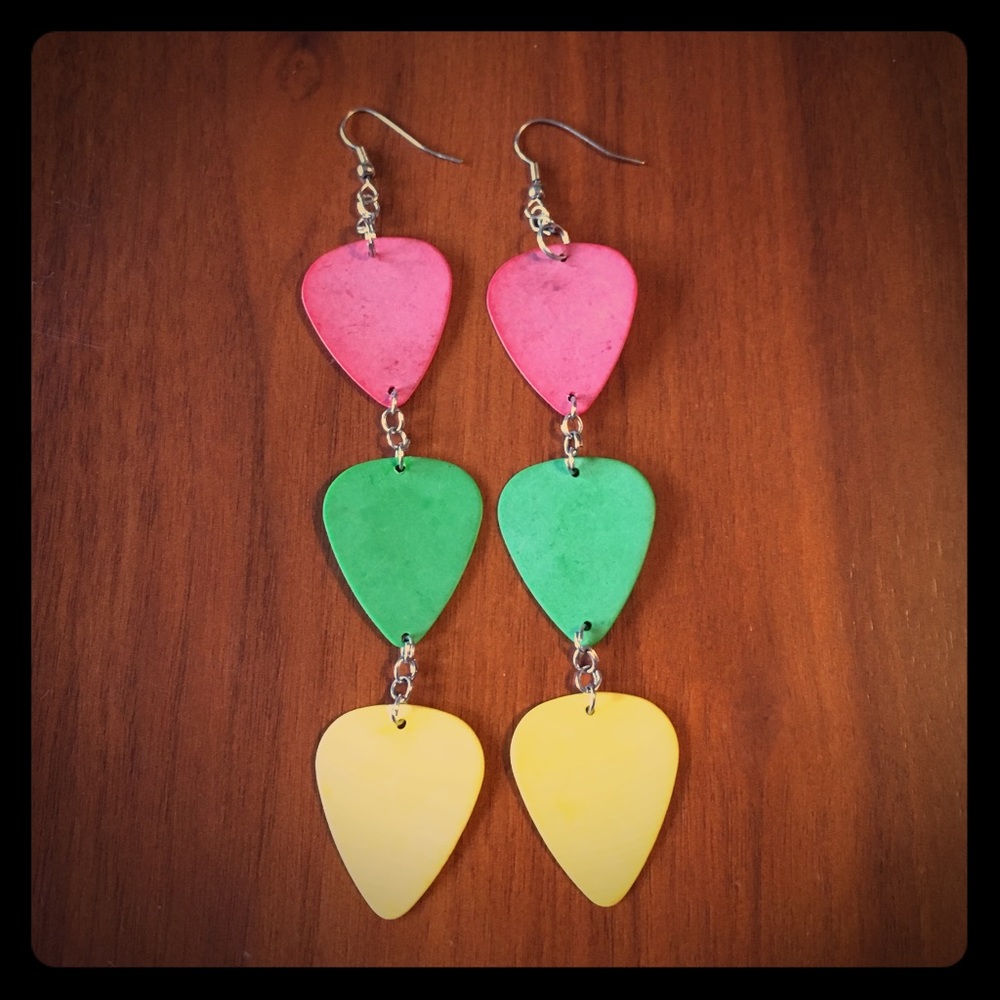 Guitar pick earrings