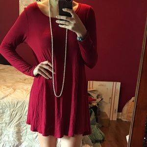 Red Long Sleeve Shift dress