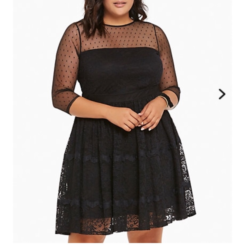Torrid Lace and Mesh Dotted Dress