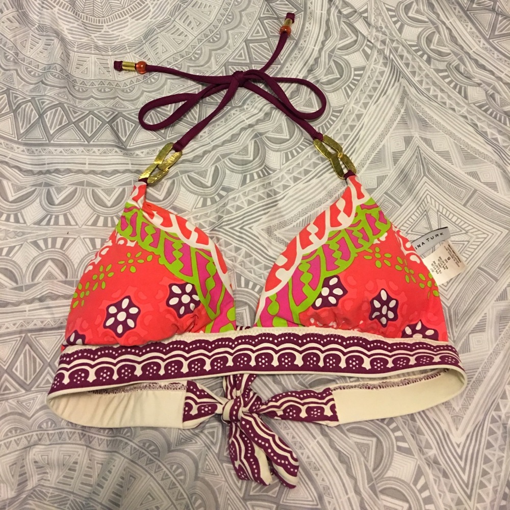 Trina Turk Seychelles Triangle Top in Papaya