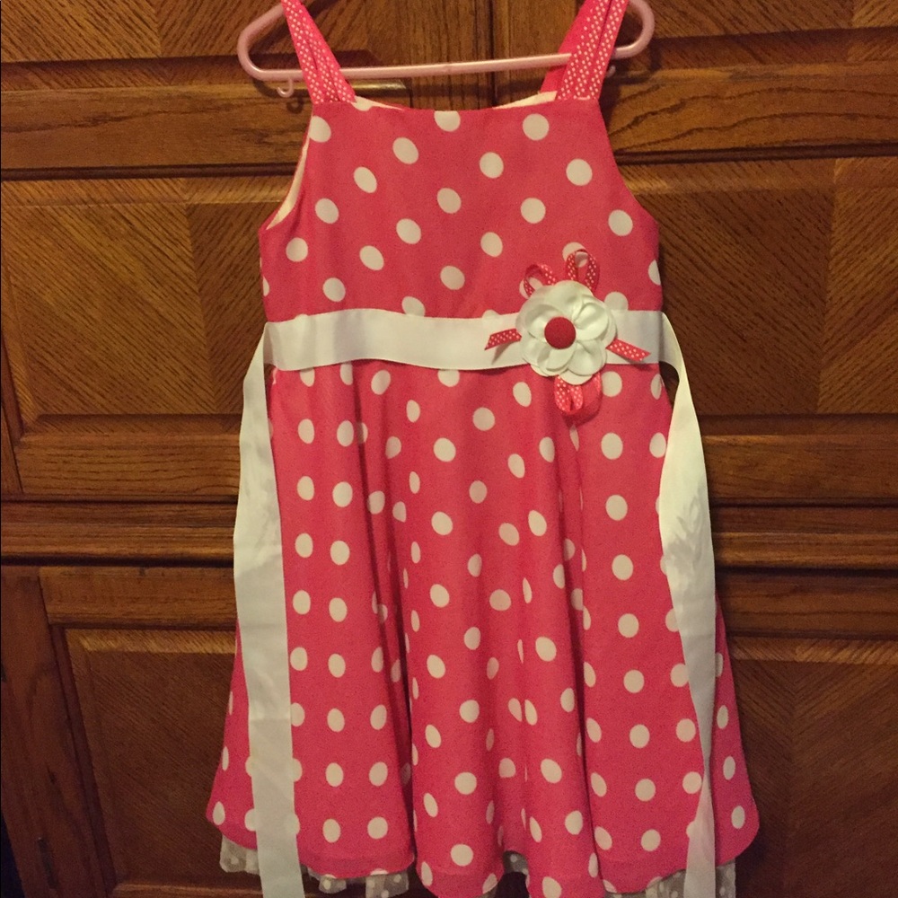 Rare Editions pink polka dot dress