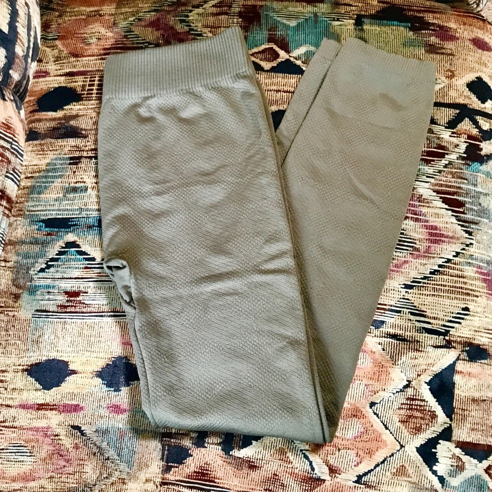 Subtly Patterned Sage Green Leggings