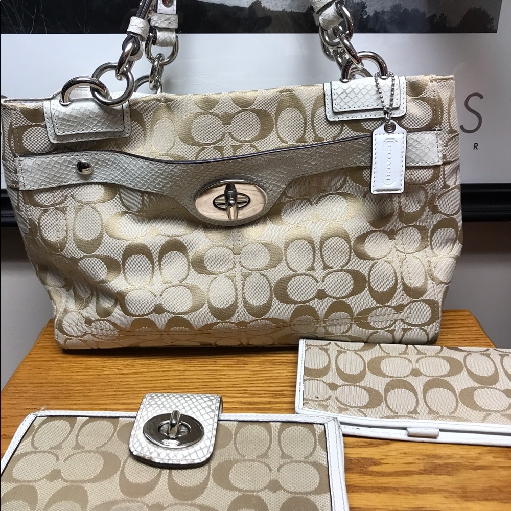 Coach signature bag.  Three pieces!