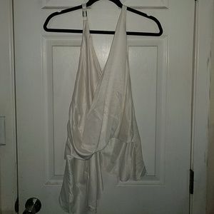 Helmut Lang - Ivory silk draped tank top/dress