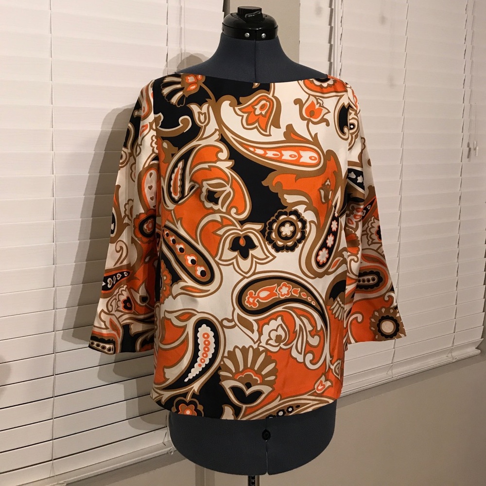 J.Crew 100% Silk Printed Top