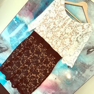 White black lace dress