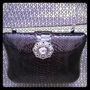 Brighton Black snakeskin hardshell purse