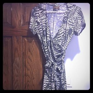 Black and white wrap dress