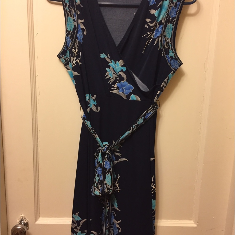 Navy blue and floral dress