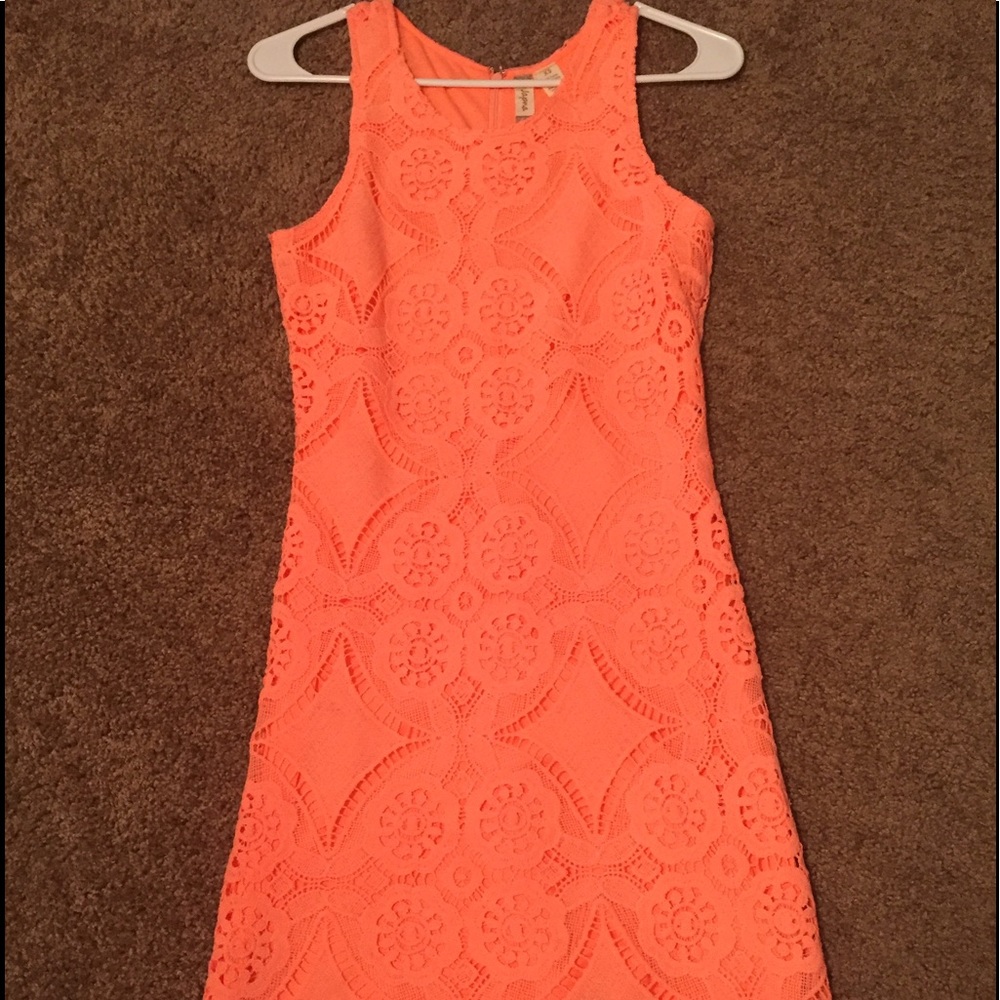 Coral lace dress