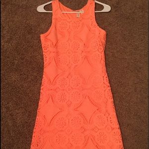 Coral lace dress