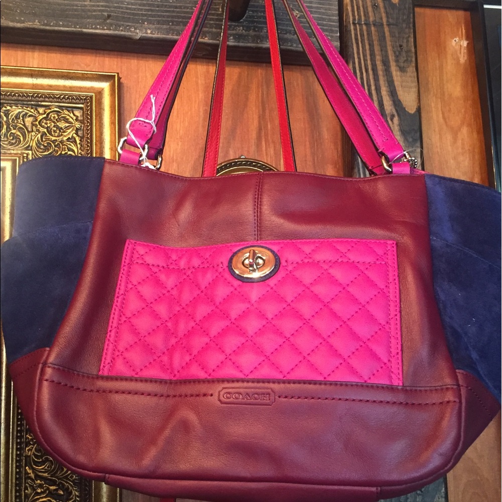 Pink leather coach bag. Authentic
