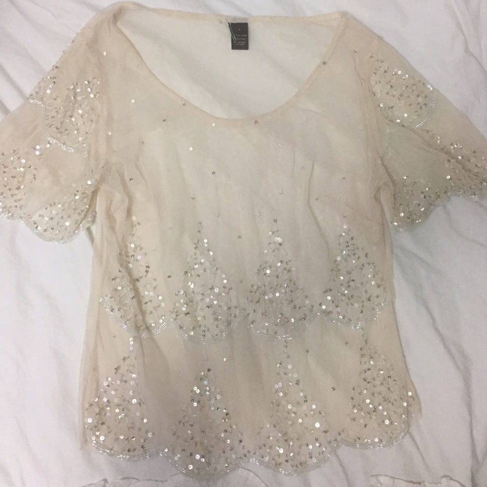 Sequined sheer top