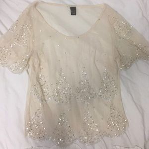 Sequined sheer top