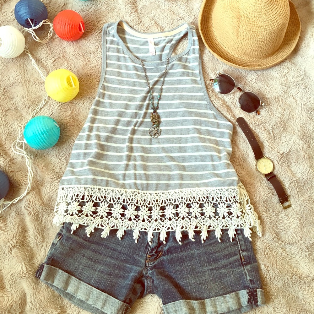 Striped Crochet Tank Top