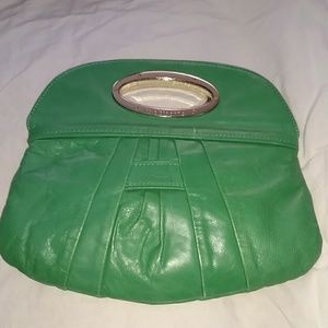 Unique green leather clutch -liz claiborne