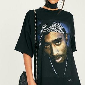 oversized tupac t shirt dress Oversized Tupac T Shirt Dress Plus Size Big Pac Pun T-Shirt XL Black