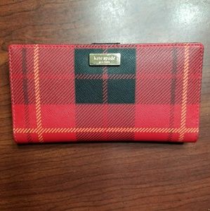 Kate Spade red and black plaid wallet