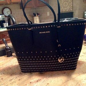 Michael Kors black JetSet Travel Stud Degrade tote