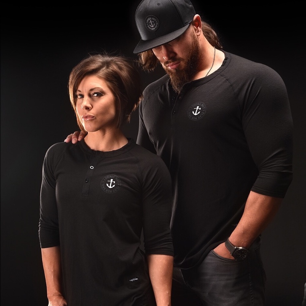 Flag Nor Fail Black Button Henley (Unisex)