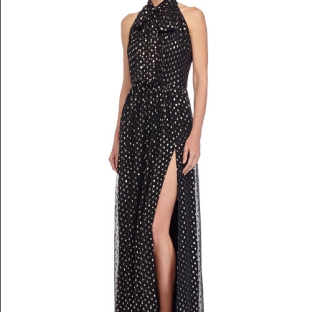 Jill Stuart black dress with gold polka dots