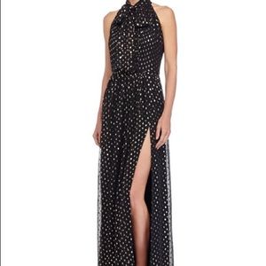 Jill Stuart black dress with gold polka dots