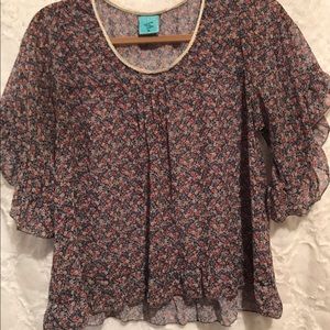 Floral print loose blouse