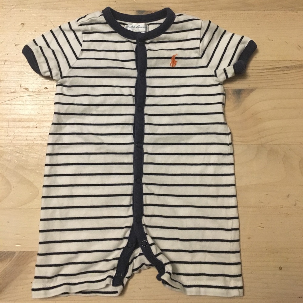 Ralph Lauren blue and white romper 6mo