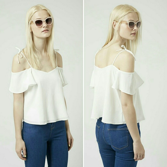 Topshop Tops - TopShop Tie-Strap Bardot Top