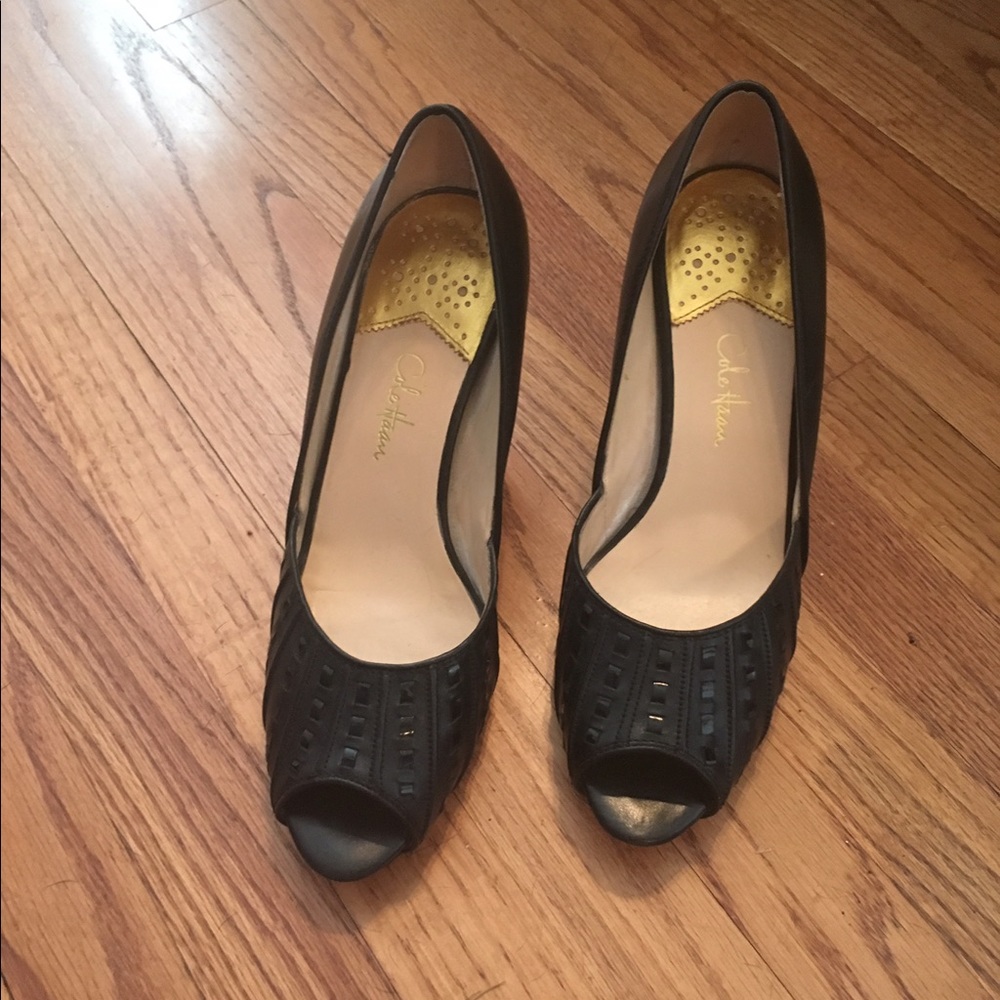 Black peep toe Cole Haan heels