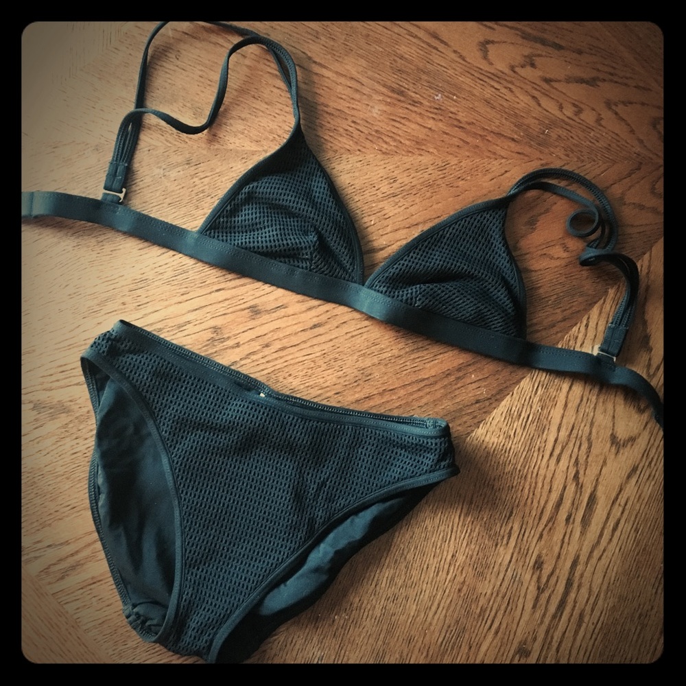 Basic black bathing suit.