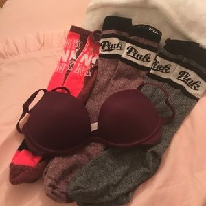 Pink socks +Bra