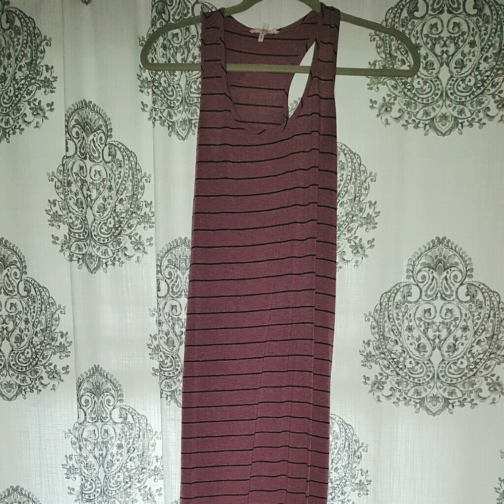 Rose and black striped maxi dress