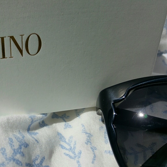 Valentino cateye scalloped black sunglasses