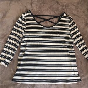 Striped fitted top with a strapping back