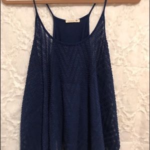 Sheer front blue tank