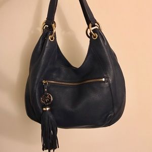 Michael Kors Large Navy Charm Tassel Shoulder Tote
