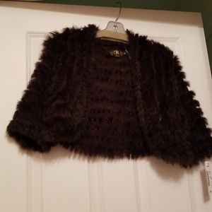 Rabbit fur brown shrug real fur