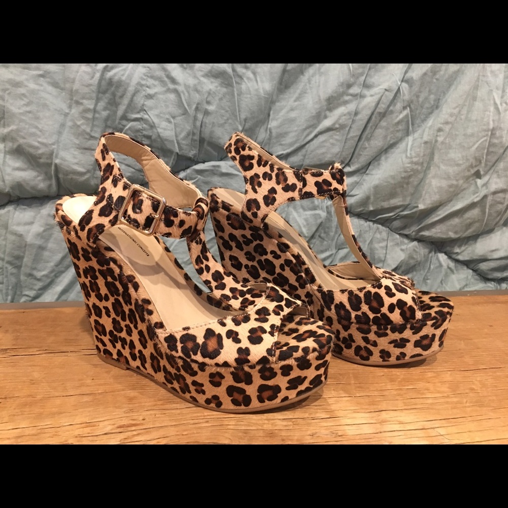 INC Platform Wedges Animal Print