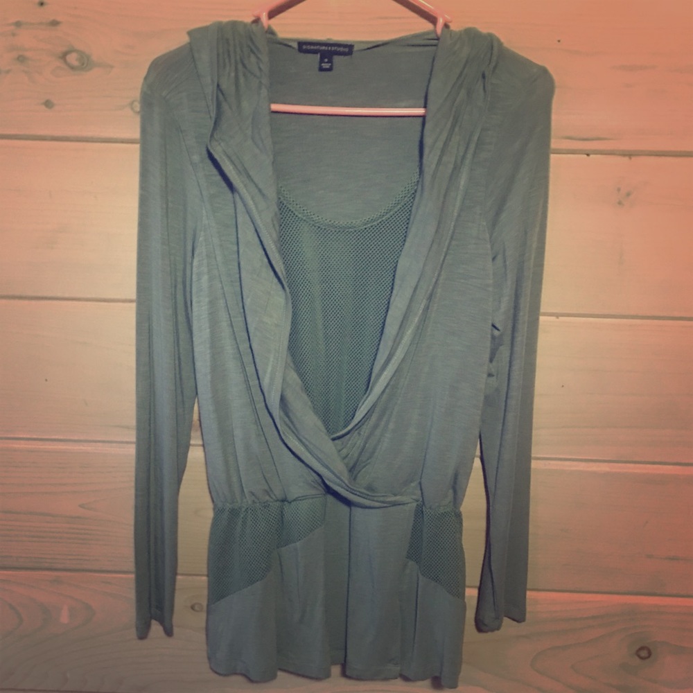 Hunter Green Hooded Mesh Shirt