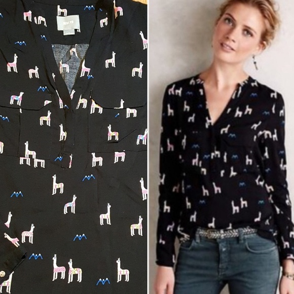 Anthropologie Tops - ⬇️ Anthropologie Moonflower Henley Top - Llama