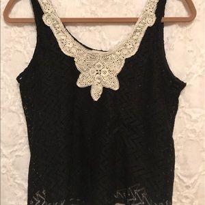 Semi-sheer lace tank top