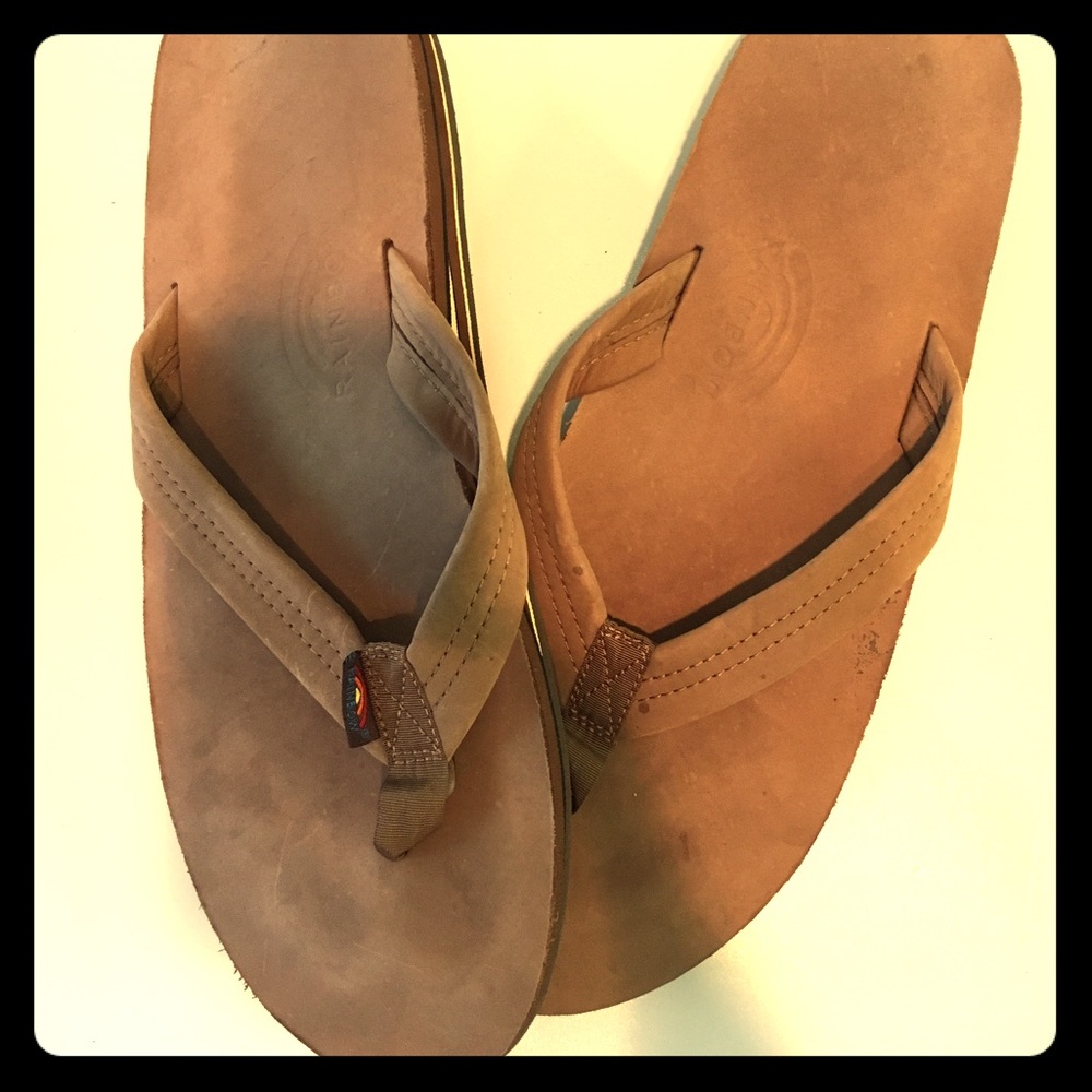 Tan size 12 Rainbow flip flops