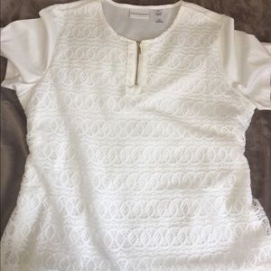 Cream lace-like overlay top