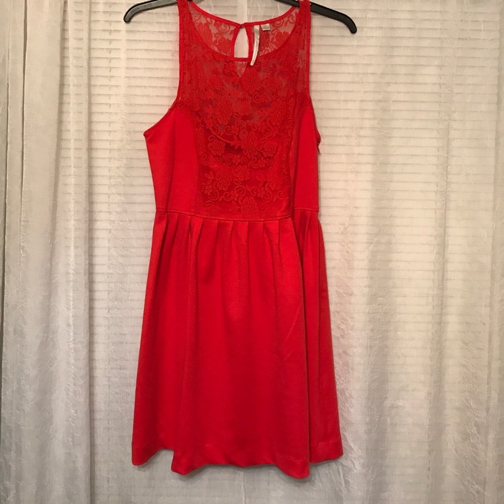 red dress with lacy design