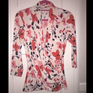 3/4 sleeve faux wrap top