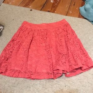 Coral, lace skirt